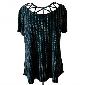 Cato Green Dot Black High Low Cage Top Size Medium